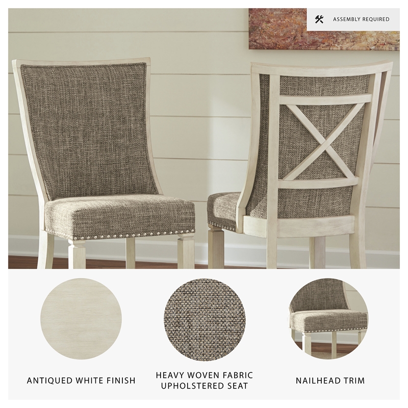 Maklaine Set of 7 Dining Extension Table & Upholstered Side Chairs