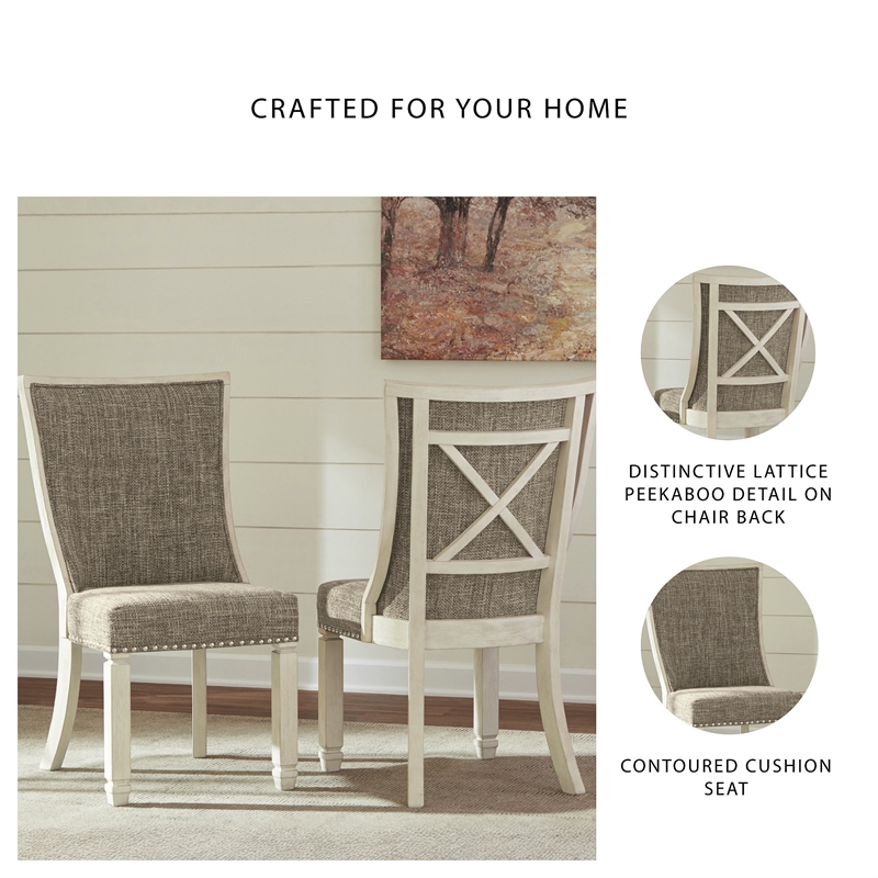 Maklaine Set of 7 Dining Extension Table & Upholstered Side Chairs