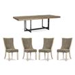 Maklaine Set of 5 Dining Extension Table & Upholstered Side Chairs