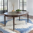 Maklaine Set of 7 Brown Dining Extension Table & Faux Leather Side Chairs