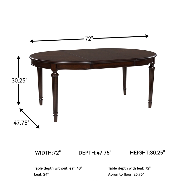Maklaine Set of 7 Brown Dining Extension Table & Faux Leather Side Chairs