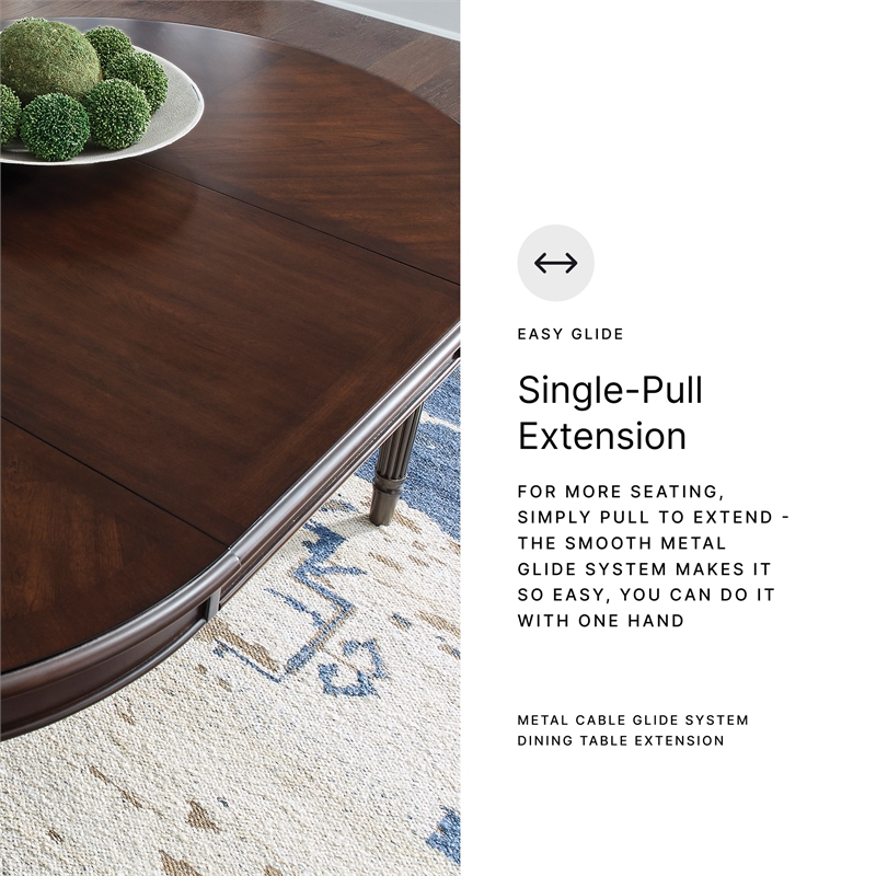 Maklaine Set of 5 Brown Dining Extension Table & Faux Leather Side Chairs