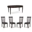 Maklaine Set of 5 Brown Dining Extension Table & Faux Leather Side Chairs