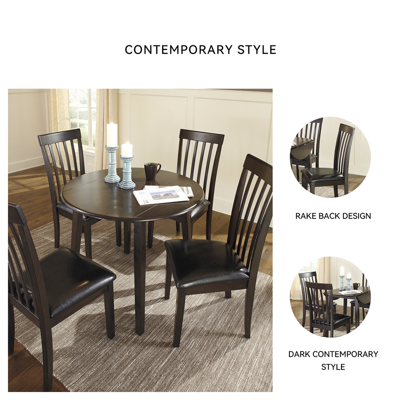 Maklaine Set of 6 Brown Counter Dining Table & Buffet & Faux Leather Side Chair