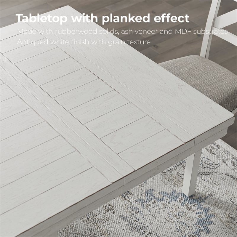 Maklaine Set of 8 Dining Extension Table & Server & Upholstered Chairs