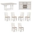Maklaine Set of 8 Dining Extension Table & Server & Upholstered Chairs