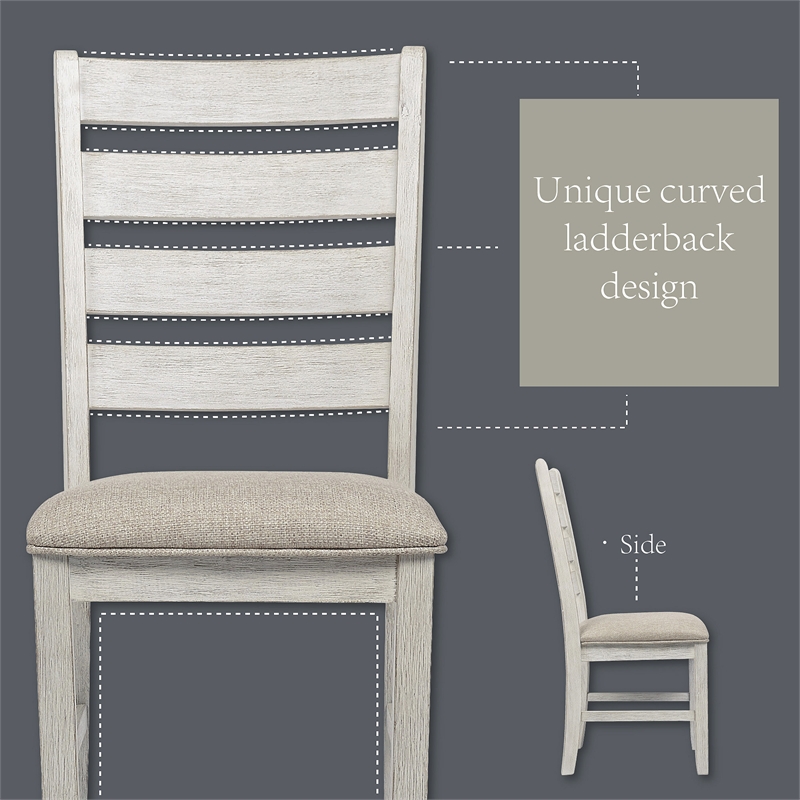 Maklaine Set of 6 Dining Extension Table & Server & Upholstered Chairs