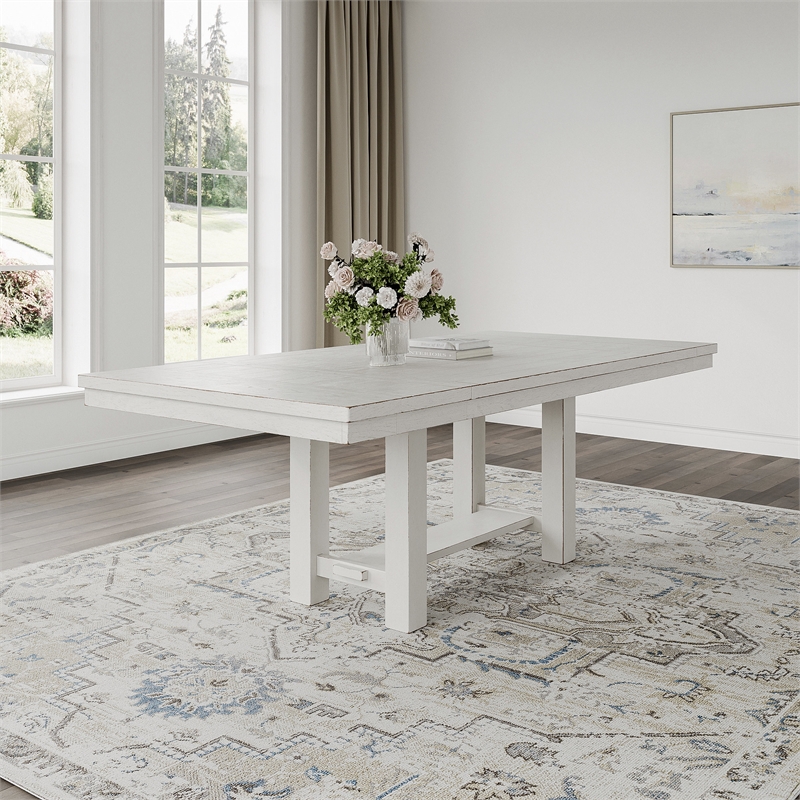 Maklaine Set of 6 Dining Extension Table & Server & Upholstered Chairs