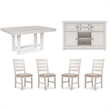 Maklaine Set of 6 Dining Extension Table & Server & Upholstered Chairs