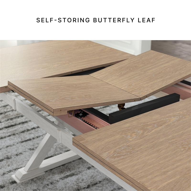 Maklaine Set of 7 Dining Butterfly Extension Table & Upholstered Chairs
