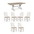 Maklaine Set of 7 Dining Butterfly Extension Table & Upholstered Chairs