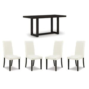 Maklaine Set of 5 Counter Height Dining Table & Fabric Upholstered Chairs
