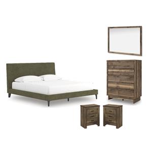 Maklaine Set of 5 Roll Slats California King Bed & Chest & Mirror & Nightstands
