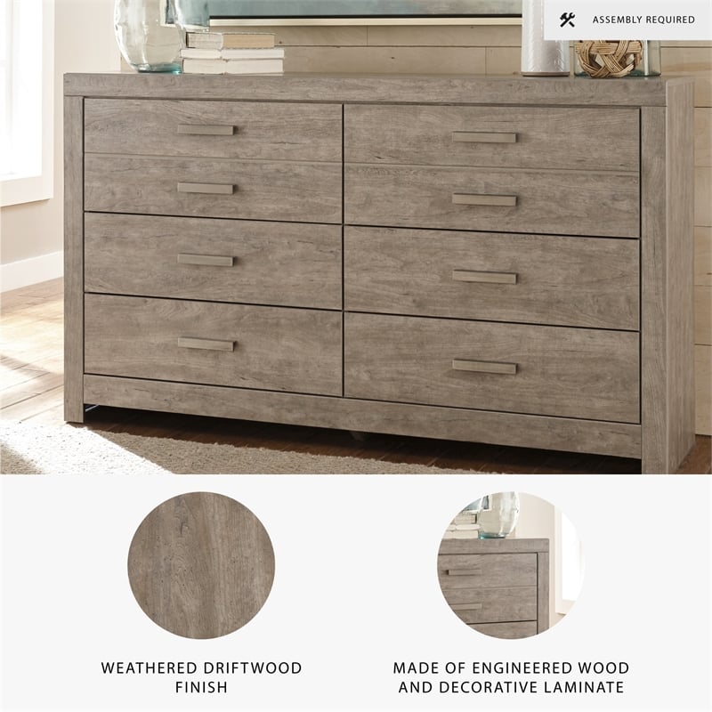 Maklaine Set of 5 California King Bed & Double Dresser & Mirror & Nightstands