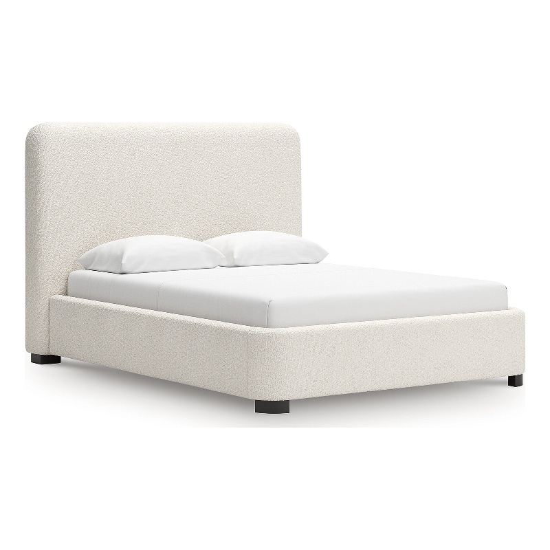 Maklaine Set of 5 Queen Upholstered Bed & Double Dresser & Mirror & Nightstands