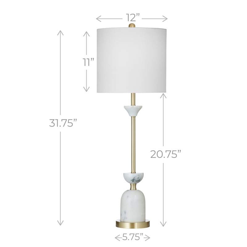 Maklaine White Marble and Brass Table Lamp