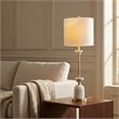 Maklaine White Marble and Brass Table Lamp