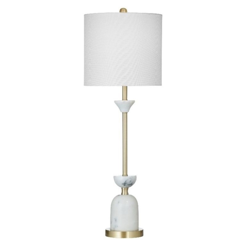 Maklaine White Marble and Brass Table Lamp