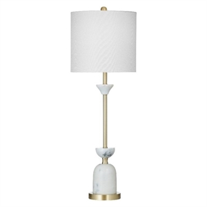 Maklaine White Marble and Brass Table Lamp