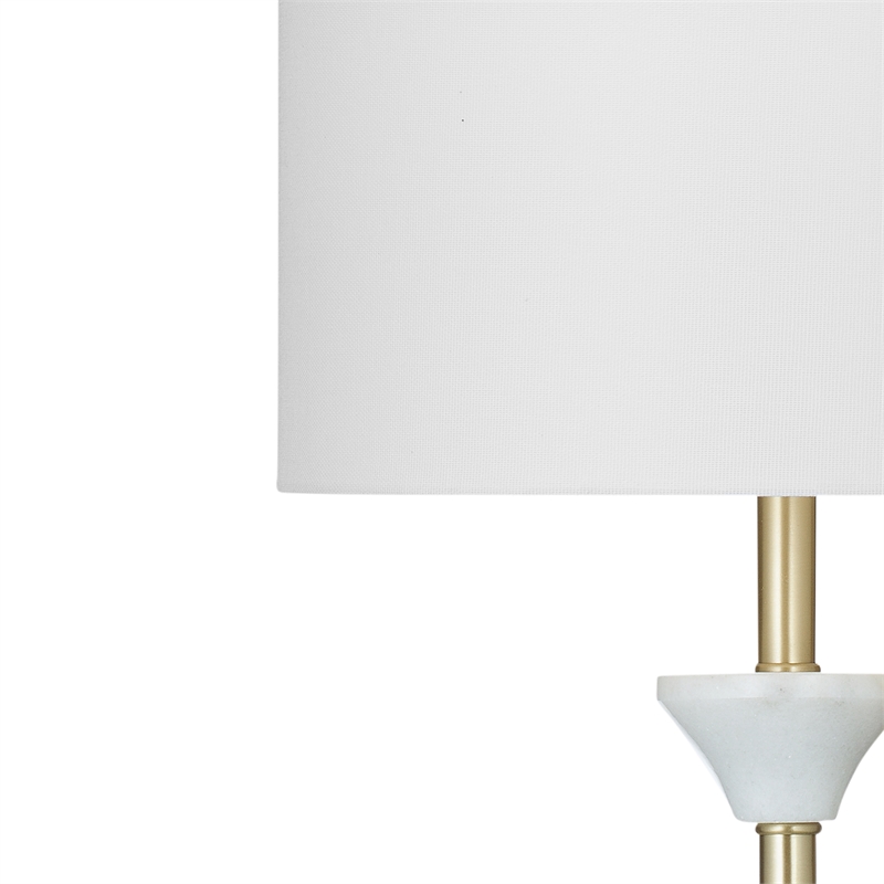 Maklaine White Marble and Brass Table Lamp