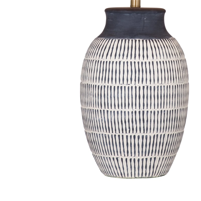 Maklaine Table Lamp in Blue Ceramic with White Shade