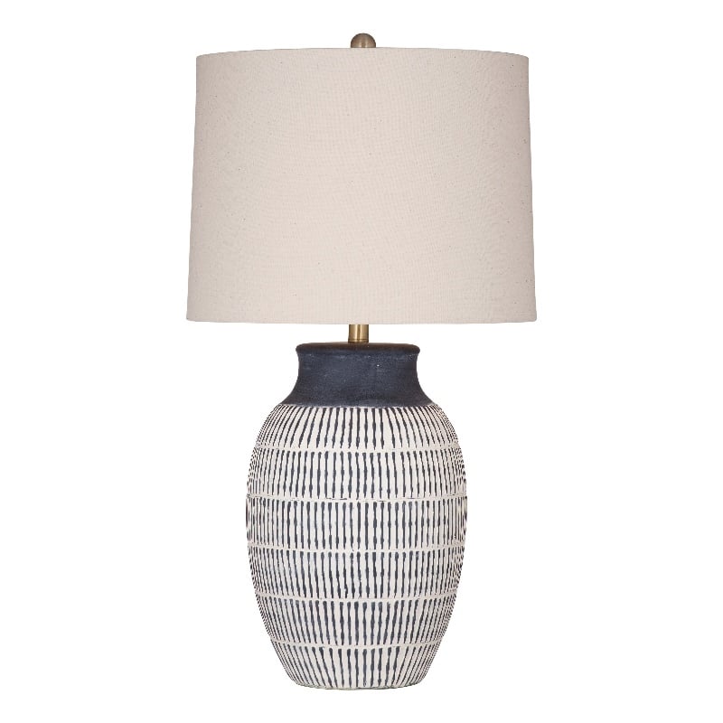 Maklaine Table Lamp in Blue Ceramic with White Shade