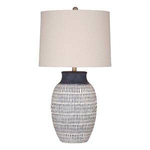 Maklaine Table Lamp in Blue Ceramic with White Shade