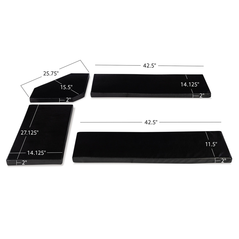 Maklaine Transitional Faux Leather Cushion Set for Nook in Black