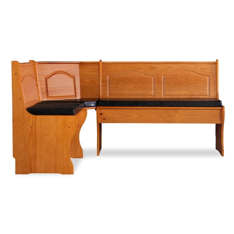 Maklaine Transitional Faux Leather Cushion Set for Nook in Black