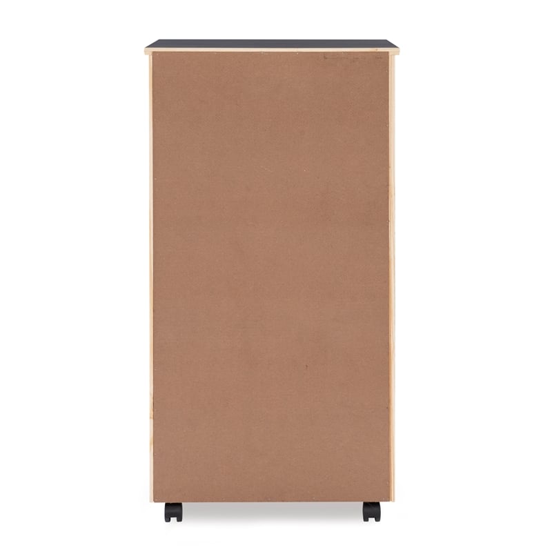 Maklaine Transitional Eight Drawer Rolling Storage Cart in Gray Wood