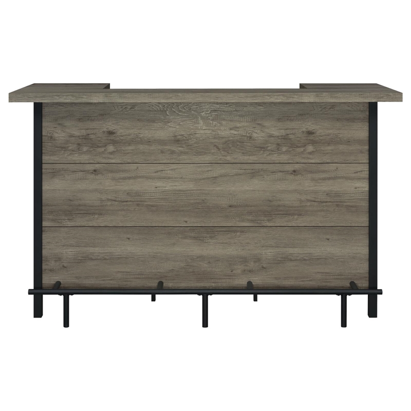 Maklaine Farmhouse Freestanding Home Bar Wine Cabinet Grey Driftwood