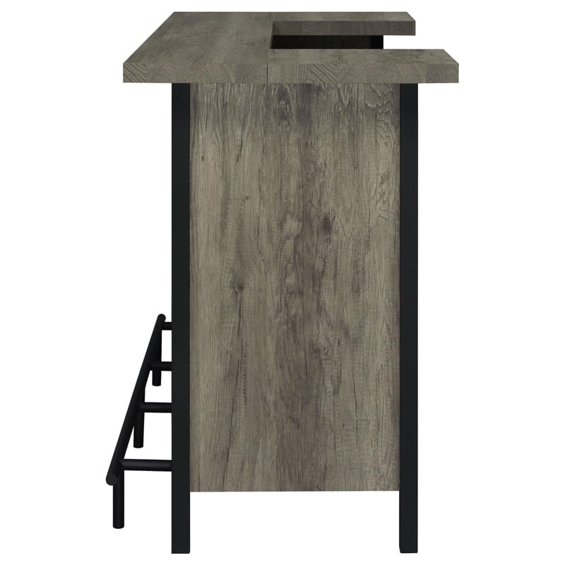 Maklaine Farmhouse Freestanding Home Bar Wine Cabinet Grey Driftwood