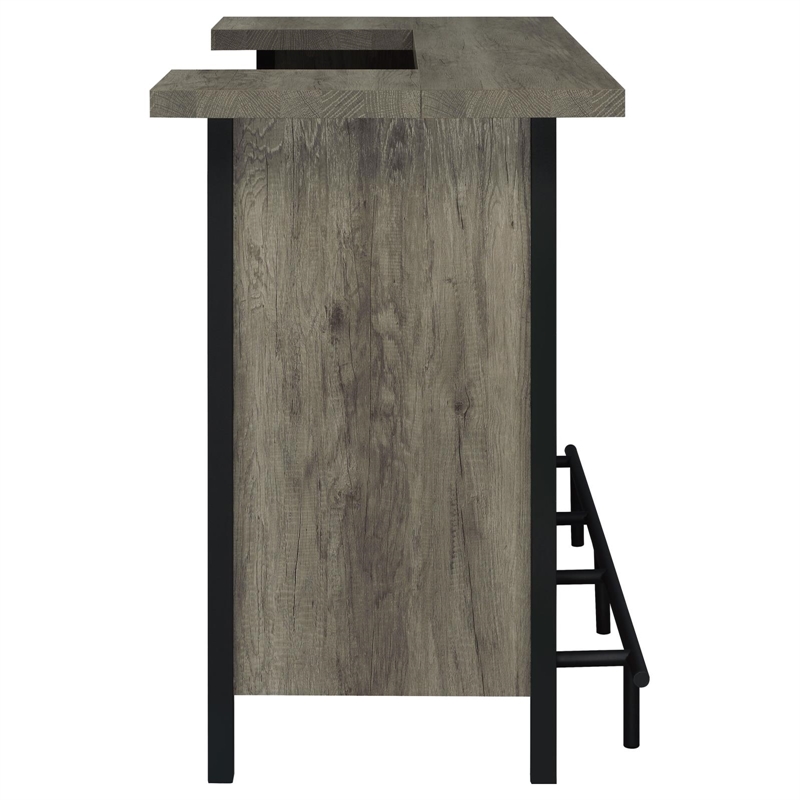 Maklaine Farmhouse Freestanding Home Bar Wine Cabinet Grey Driftwood