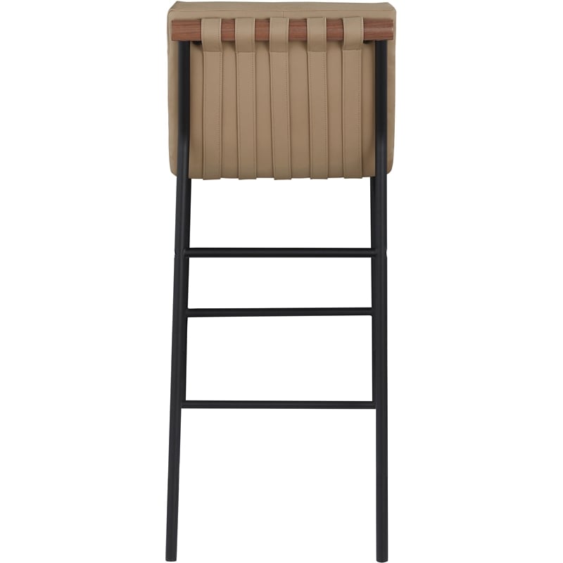 Maklaine Contemporary Soft Vegan Leather Bar Stool in Tan