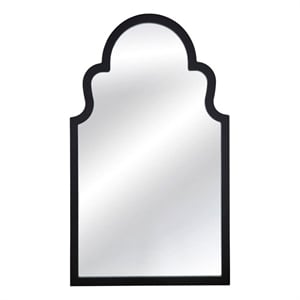 Maklaine Soft Rounded Silhouette Wood Frame Wall Mirror in Black Lacquer