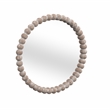 Maklaine Round Beaded Accent Mirror in White Washed Finish