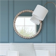 Maklaine Round Beaded Accent Mirror in White Washed Finish