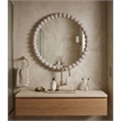 Maklaine Round Beaded Accent Mirror in White Washed Finish