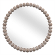 Maklaine Round Beaded Accent Mirror in White Washed Finish