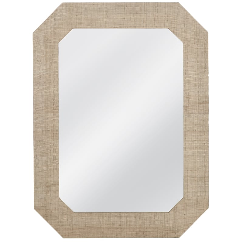 Maklaine Rectangular Wall Mirror with Natural Raffia Wrapped Frame