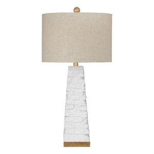 Maklaine Comoros Table Lamp in Matte White Resin with Drum Shade