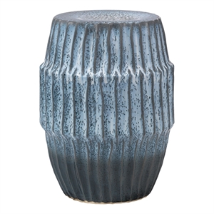 Maklaine Contemporary Hollow Center Coastal Ceramic Side Table in Blue