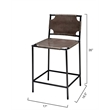 Maklaine Leather and Iron Counter Stool With Metal Footrest in Grey