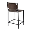 Maklaine Leather and Iron Counter Stool With Metal Footrest in Grey