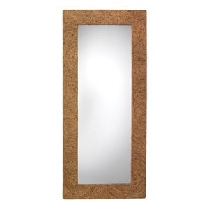 Maklaine Handwoven Coastal Seagrass Rattan Floor Mirror in Natural