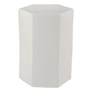 Maklaine Indoor/Outdoor Ceramic Side Table With Hollow Center in White