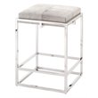 Maklaine Stainless Steel and Hide Counter Stool in Nickel/Gray