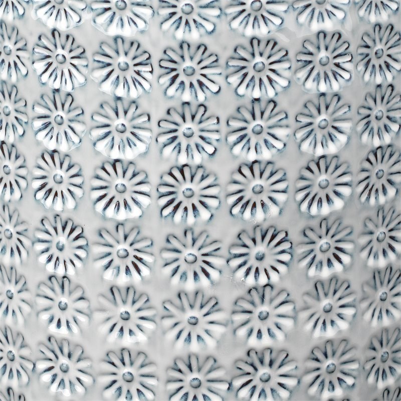 Maklaine Coastal Ceramic Side Table With Reactive Glaze in Blue/White