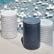 Maklaine Coastal Ceramic Side Table With Reactive Glaze in Blue/White