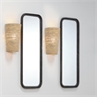 Maklaine Contemporary Hand-Forged Iron Wall Mirror in Distressed Black